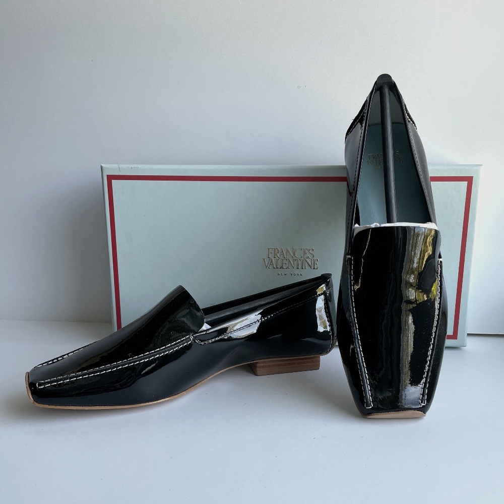 Frances Valentine Black Leather Loafer